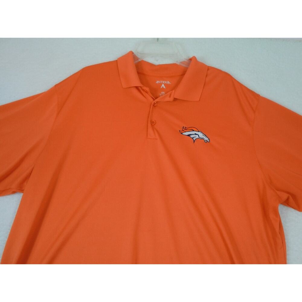 Antigua Denver Broncos Polo Mens XXL Orange NFL Football Athleisure Golf Shirt - Picture 10 of 12